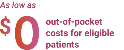As low as $0 out-of-pocket costs for eligible patients